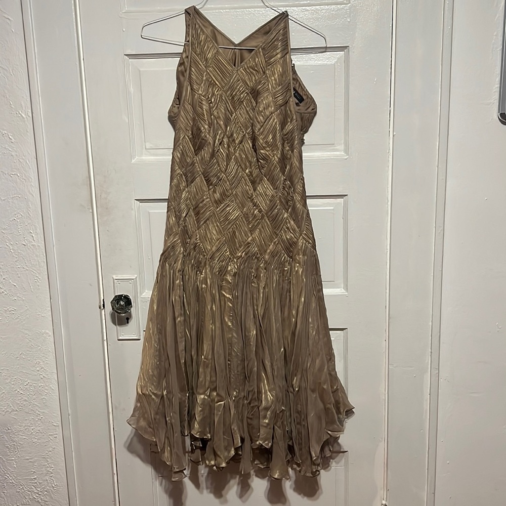 Gold Sleeveless Cocktail or Evening MIDI Dress